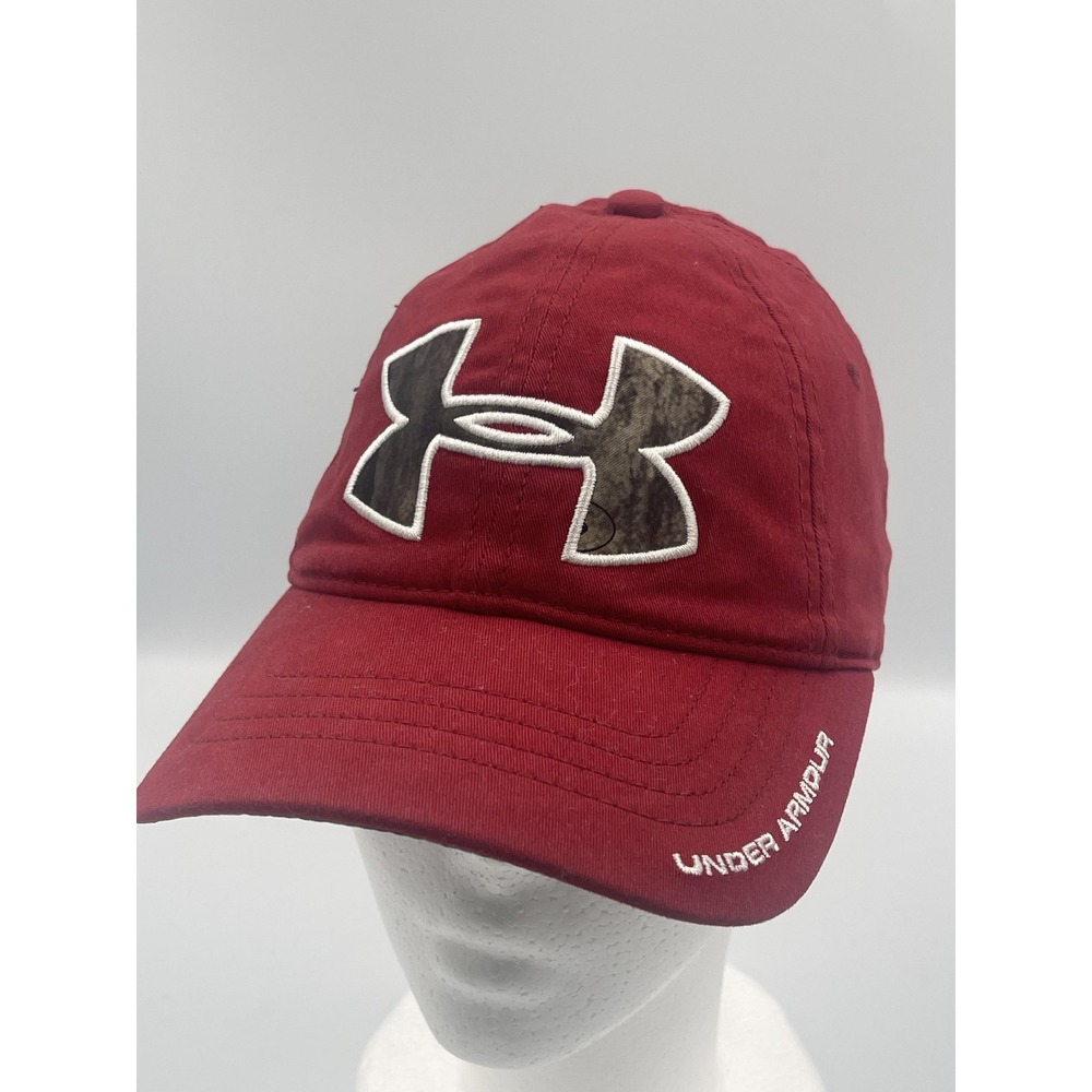 Under Armour Hat Cap Snap Back One Size Red Camo Underbill Embroidered Mens